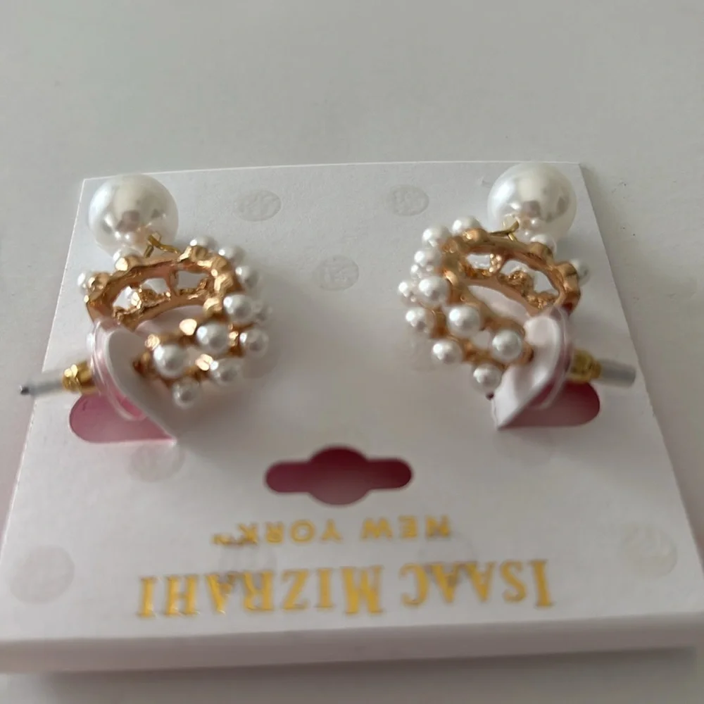 Isaac Mizrahi Pearl Hoop Earrings